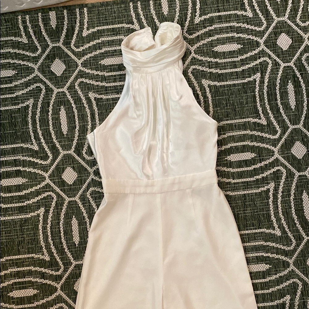 Jill Stuart white bridal jumpsuit with flare pants from Anthropologie